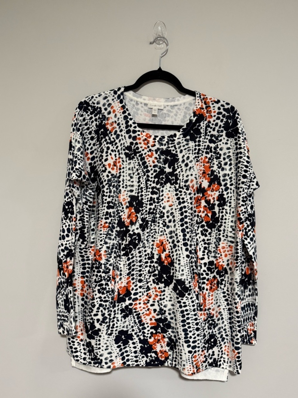 Garnet Hill Women's Abstract Print Scoop Neck Organic Cotton Sweater Size Small
